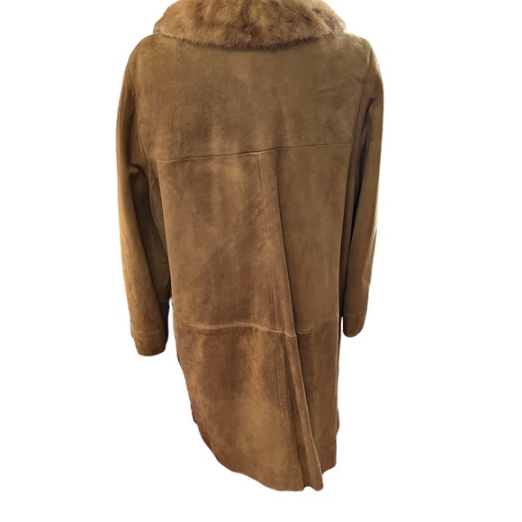 VINTAGE SUEDE AND FUR COAT BROWN - Picture 7 of 12